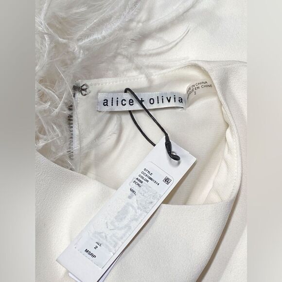 Alice + Olivia Izola Feather-Trim Minidress size 2 - Picture 11 of 12